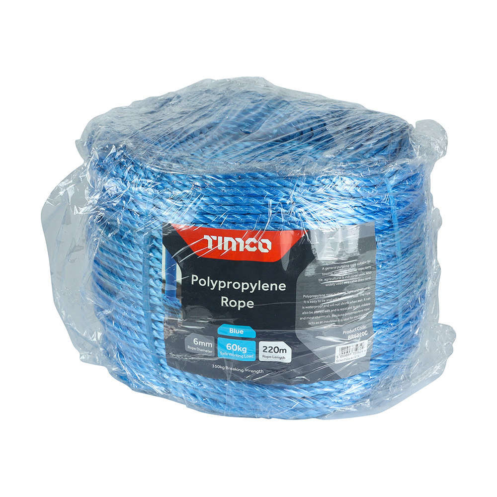 TIMCO Polypropylene Rope Long Coil - Blue (6mm x 220m)